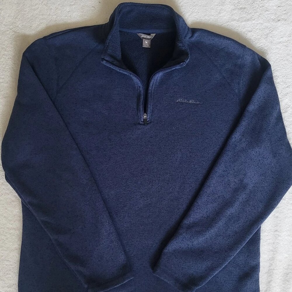 Eddie Bauer Men's 1/4 Zip Fleece Pullover Navy Blue Size TXL